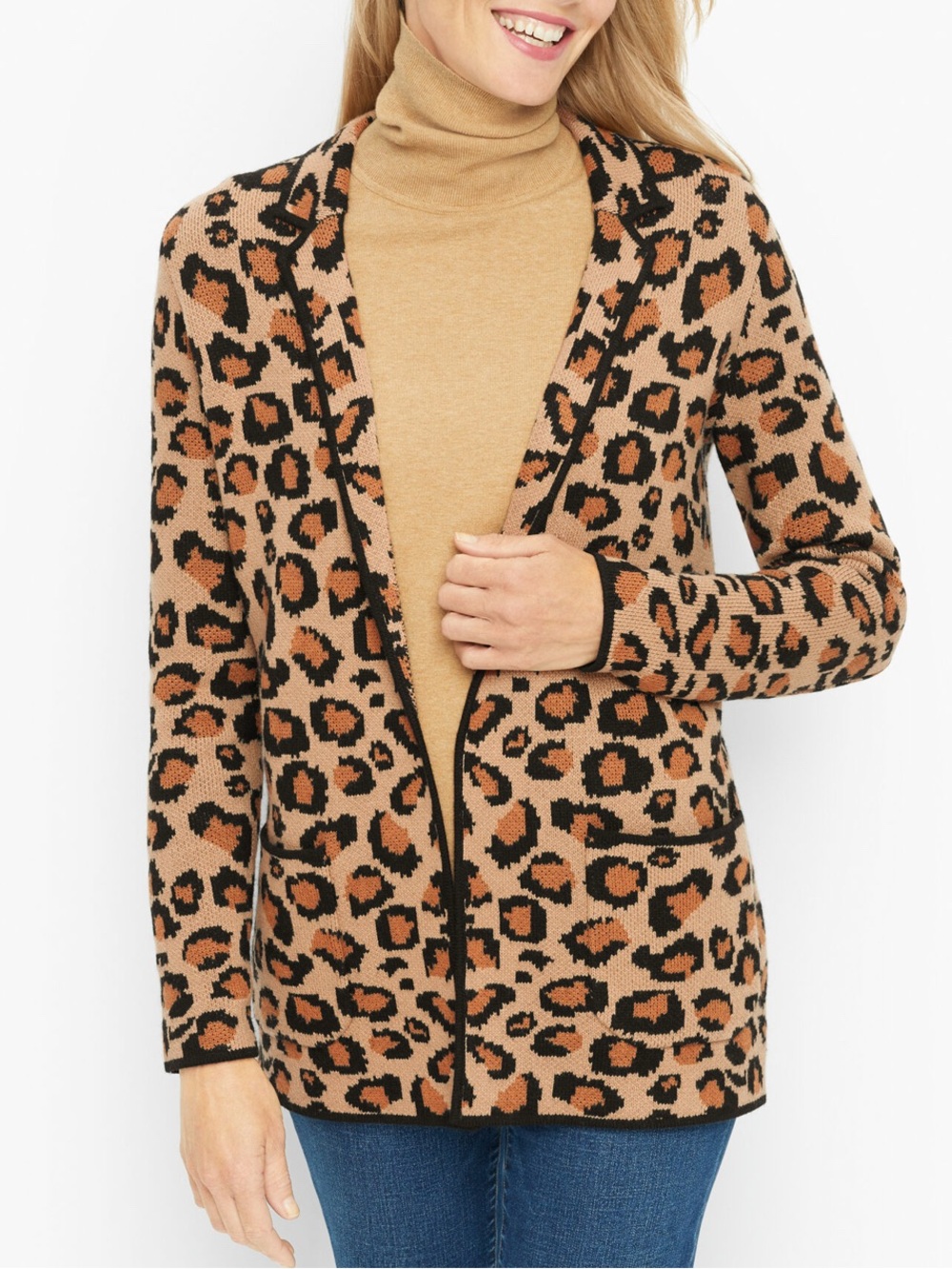 Talbots Leopard Sweater Blazer Petite